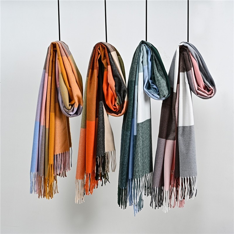 Colorblock Faux Cashmere Scarf