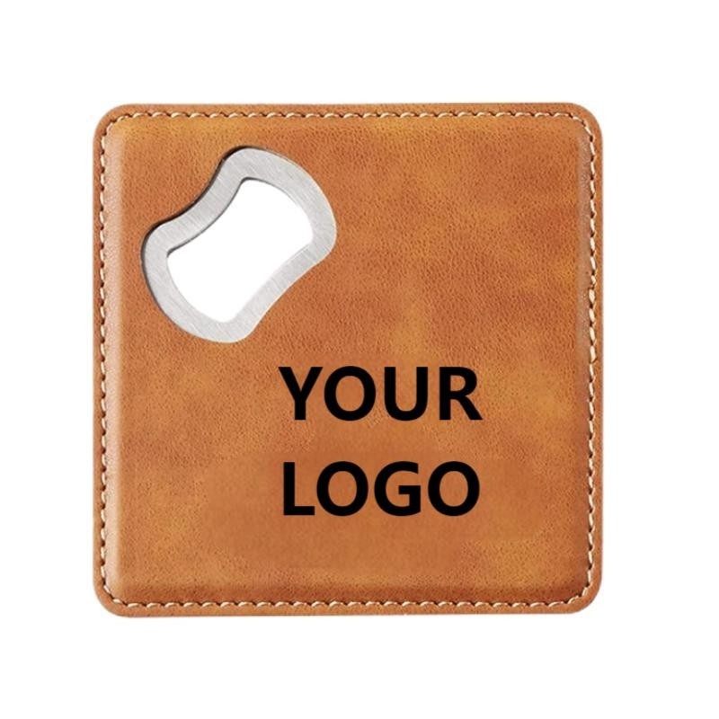 Faux Leather Coaster Bottle Opener Combo