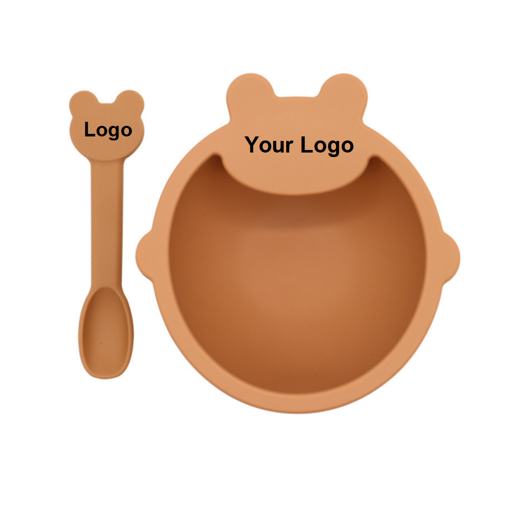 Cute Silicone Suction Bowl and Spoon Set