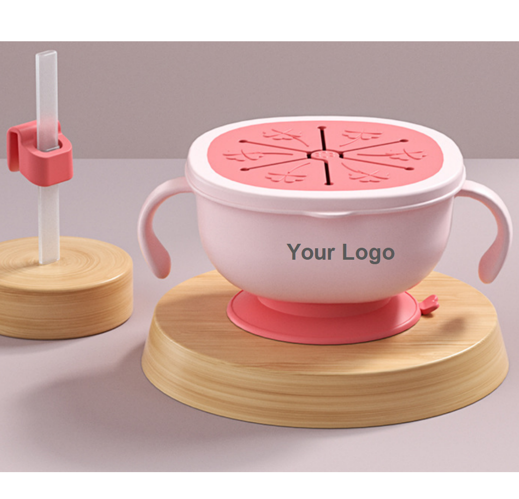 Suction Bowl with Anti Spill Snack Lid