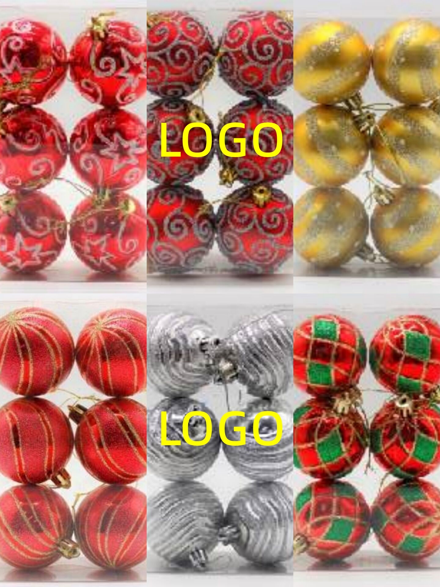 2 3/8" Electroplated Hand Painted Plastic Ball Pendant 6psc