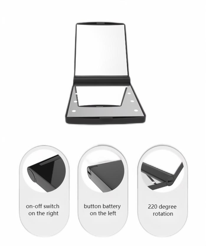 Rectangular Clamshell Hollywood Vanity Pocket Mirror