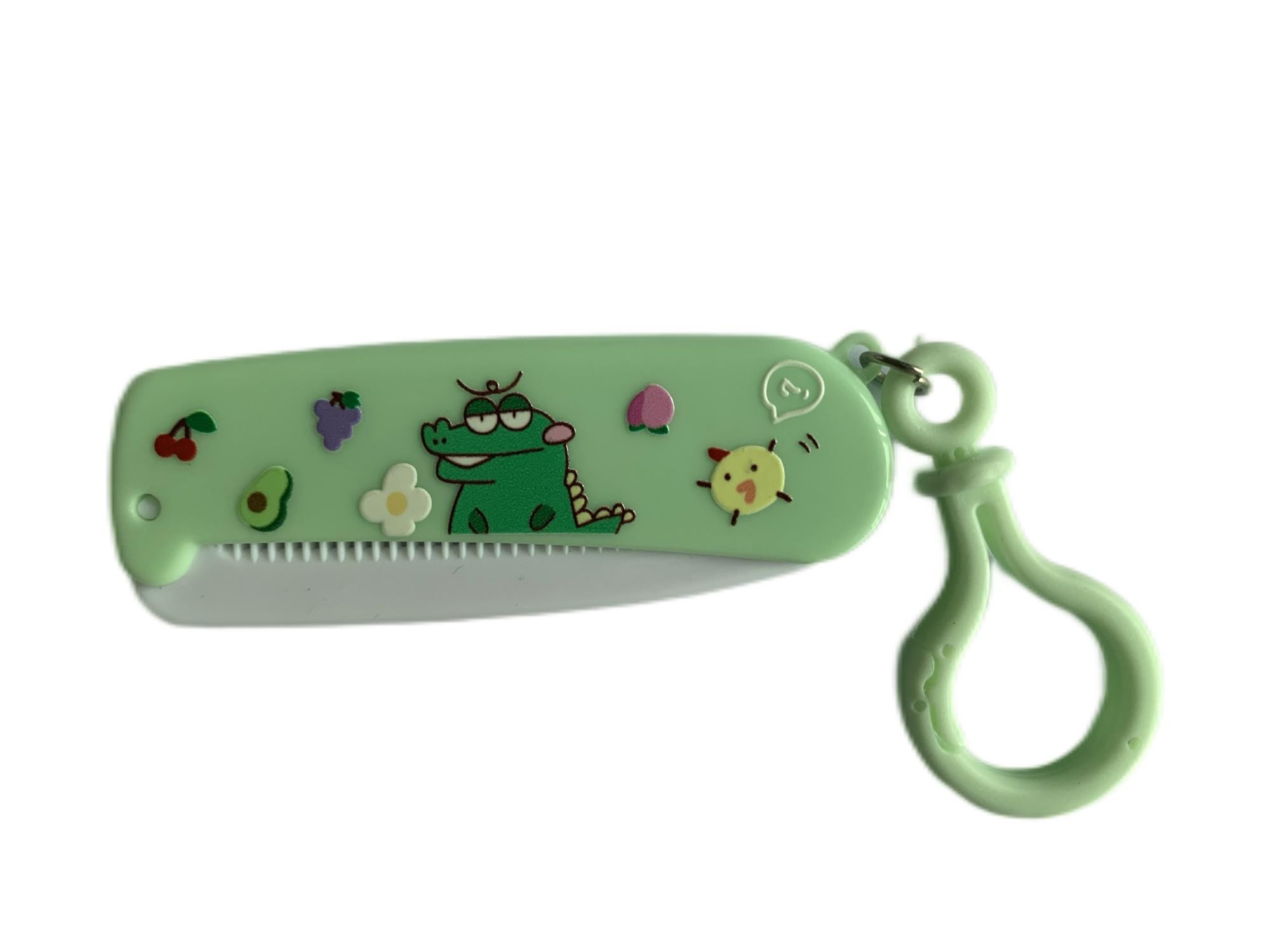 Emboss Print Folding Comb With Carabiner
