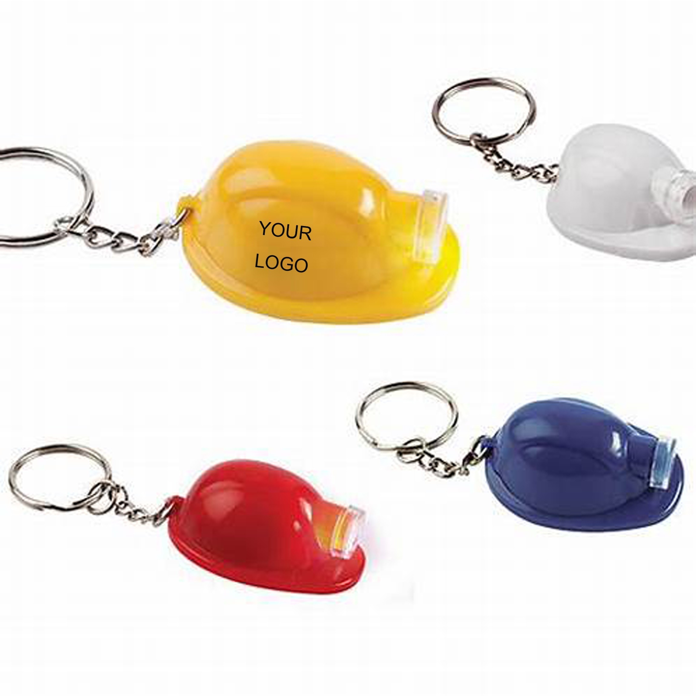 Safety Helmet LED Light Up Flashlight Keychain