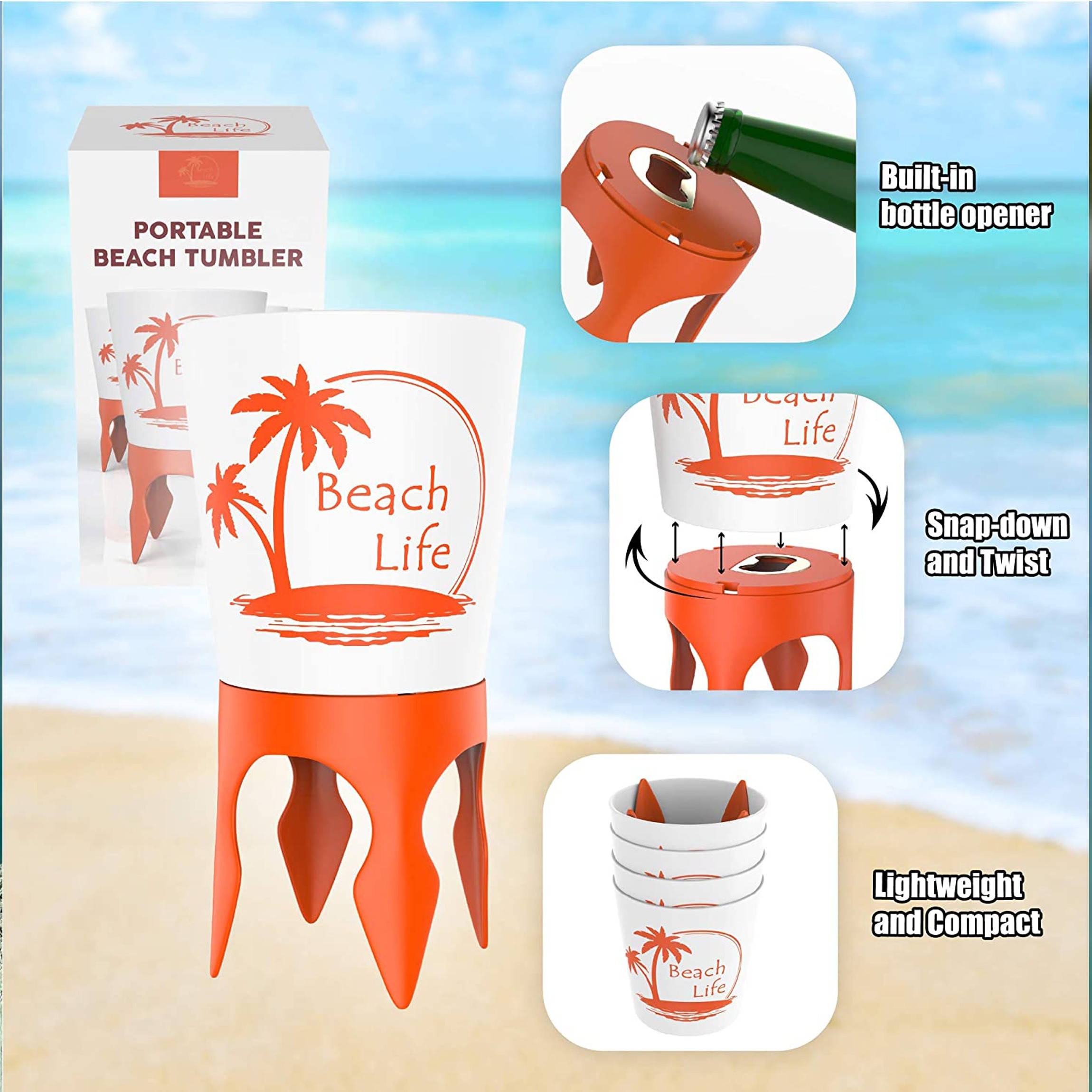 Customized Beach-Nik Drink Holder With Opener
