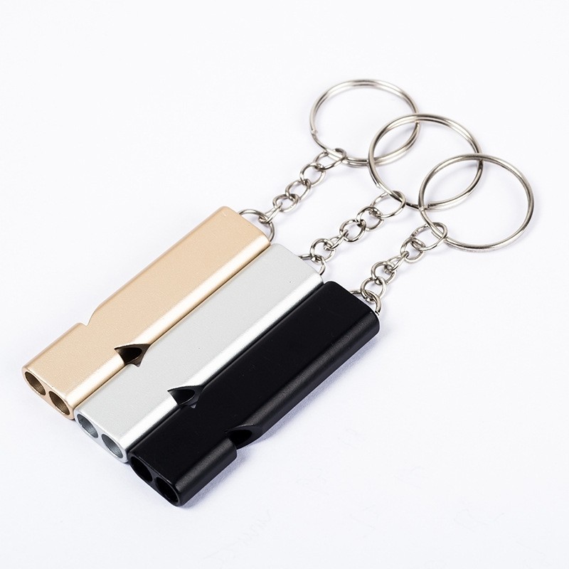 Flat Double-tube Whistle Keychain