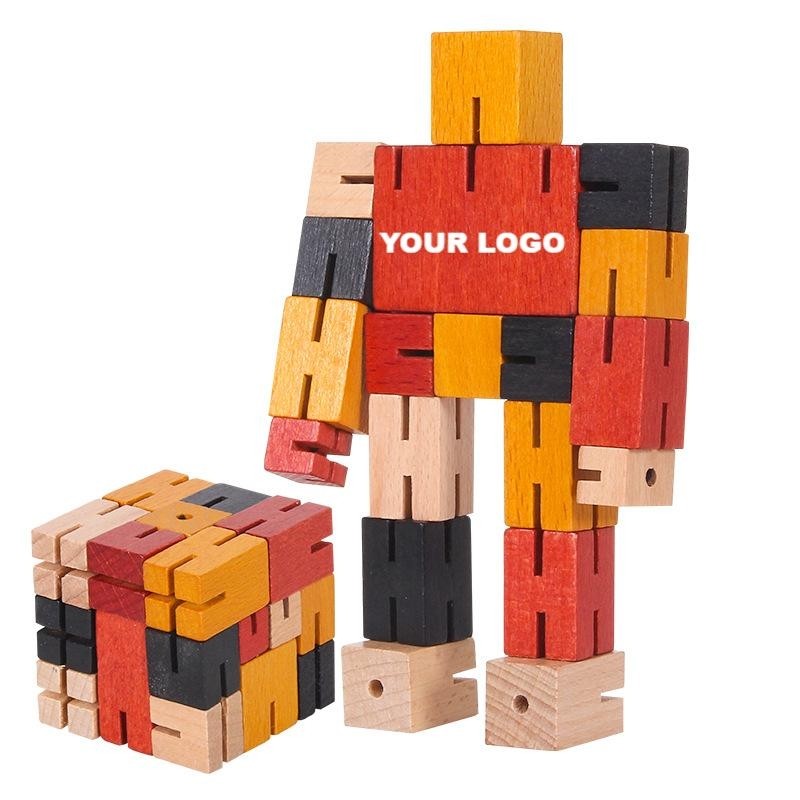 Wooden Puzzle Cube Robot