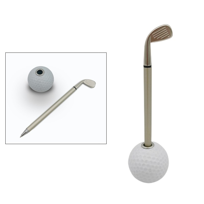 Golf Club Ballpoint Pen With Golf Ball Pen Holder