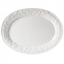 Harvest Embossed Thanksgiving Turkey Oval Serving Platter in White