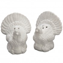 Harvest Embossed Thanksgiving Turkey Salt and pepper shaker in White