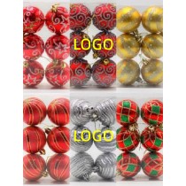 2 3/8" Electroplated Hand Painted Plastic Ball Pendant 6psc