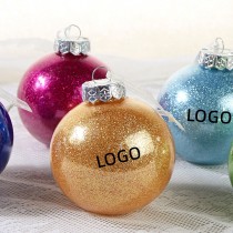 3 1/8" Glitter PET Ball Christmas Tree Pendant 6pcs